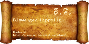 Biswanger Hippolit névjegykártya
